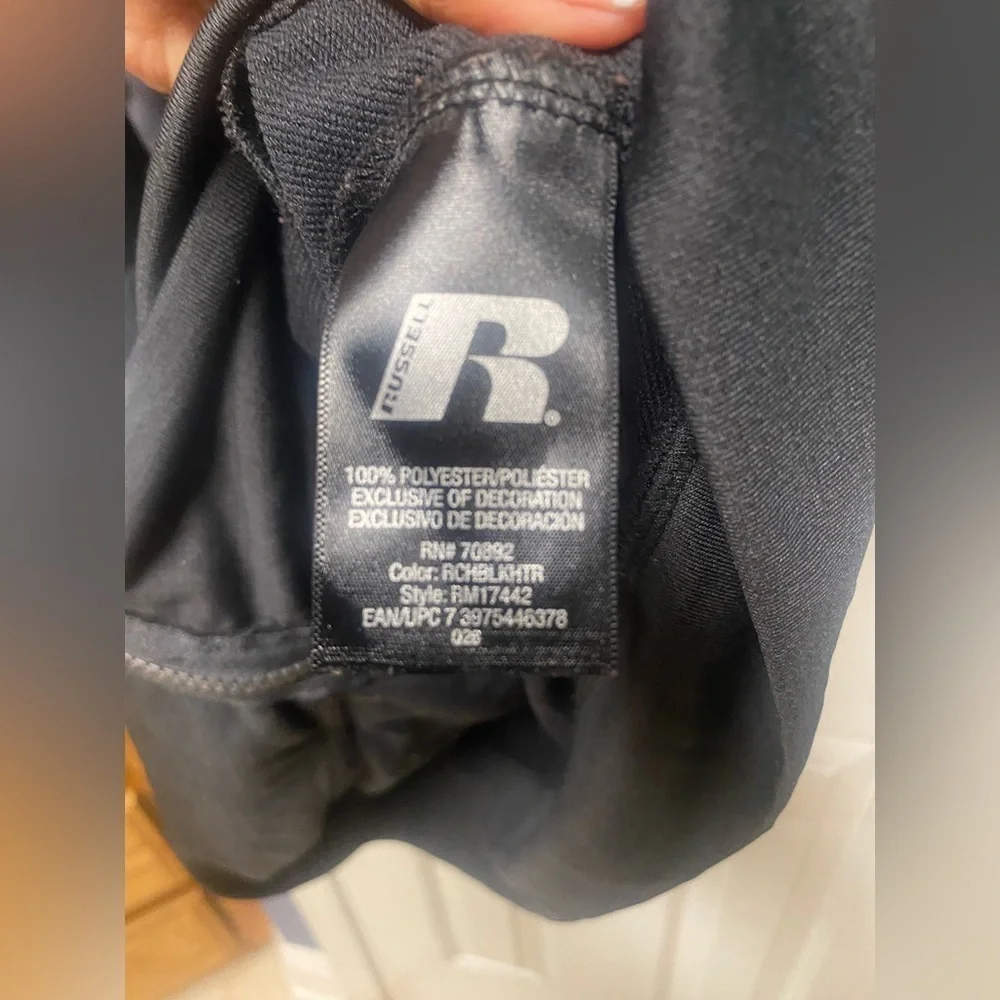 RUSSELL KNIT BLACK w/ GREY TRIM DRI-POWER TRACK JACKET L)42-44)